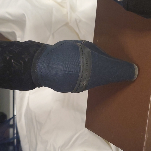 Louis Vuitton Size 36.5 Ankle wedge navy booties - Picture 3 of 4